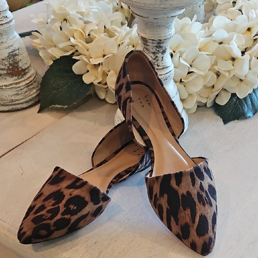 a new day Leopard Print Pointed D'Orsay Flats - Brown & Black - Picture 3 of 8